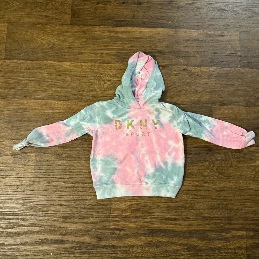 DKNY Kids Tie-Dye Hoodie - Pink and Green
